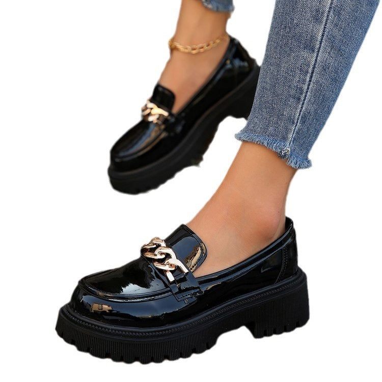 Shallow Mouth Round Head Slip-on Thick Bottom For Outdoors Fashion Shoes