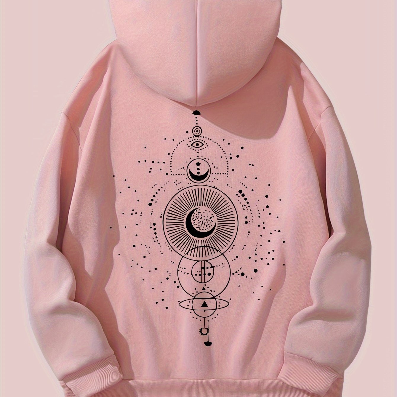 Moon Print Casual Hooded Sweatshirt