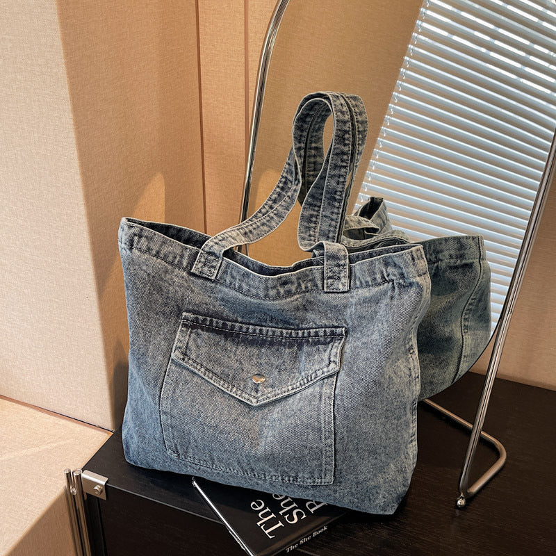 Denim Shoulder Bag Large Capacity Shopping Bag Tote Bag