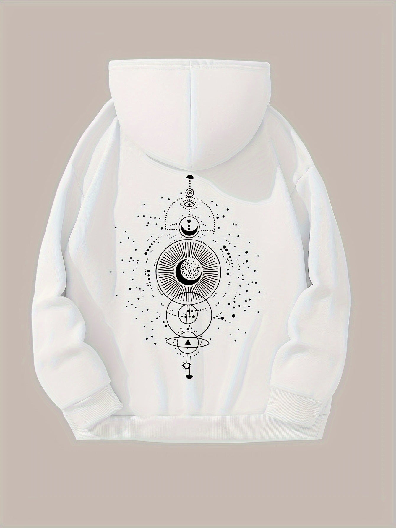 Moon Print Casual Hooded Sweatshirt