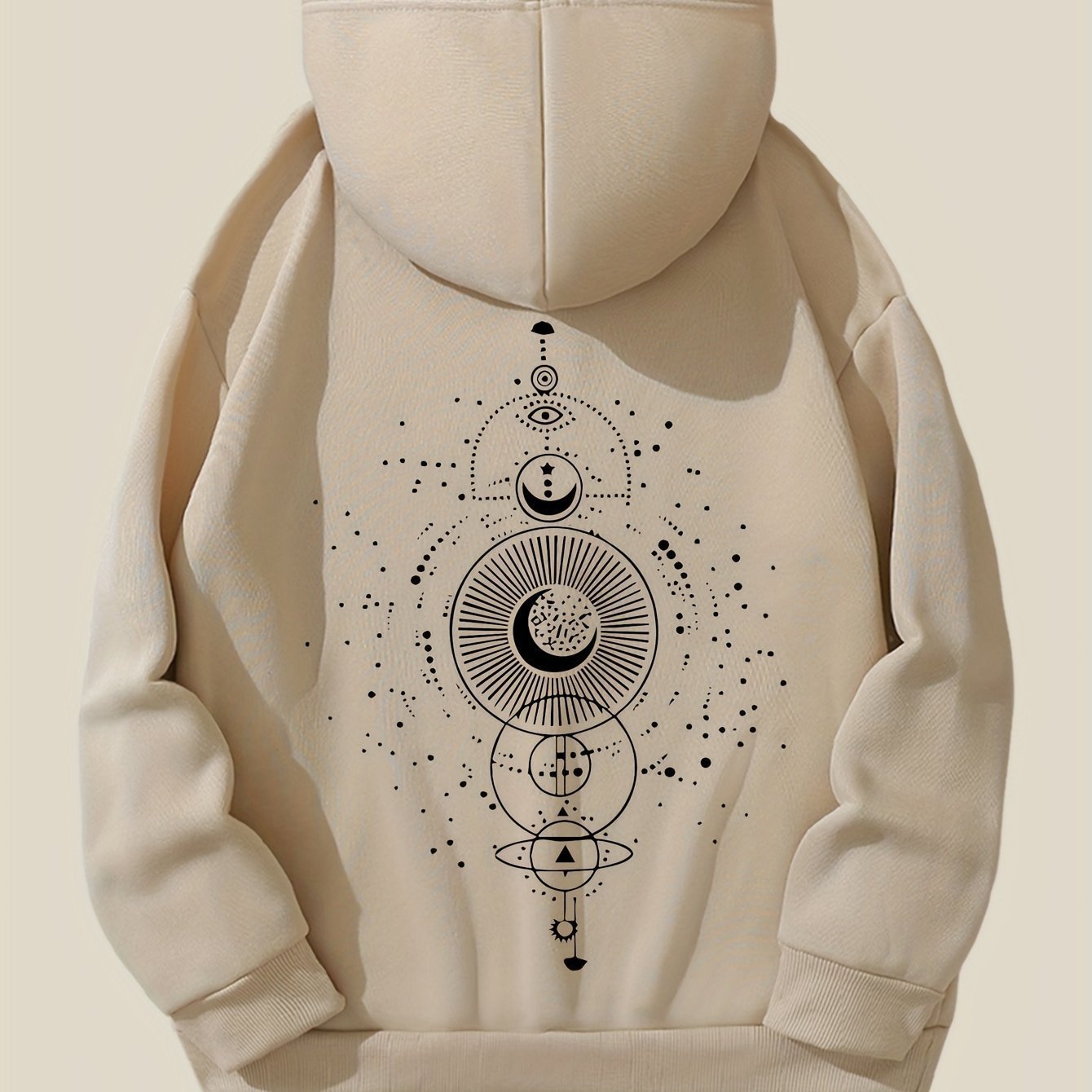 Moon Print Casual Hooded Sweatshirt