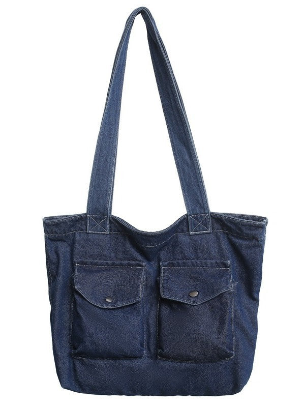 Retro Washed Denim Shoulder Underarm Bag