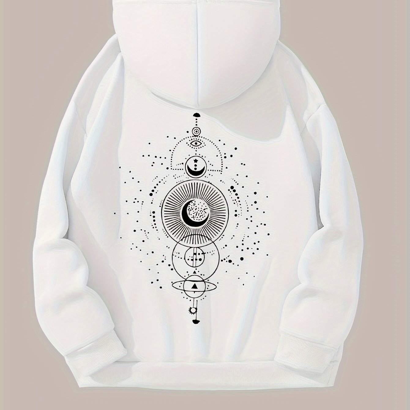 Moon Print Casual Hooded Sweatshirt