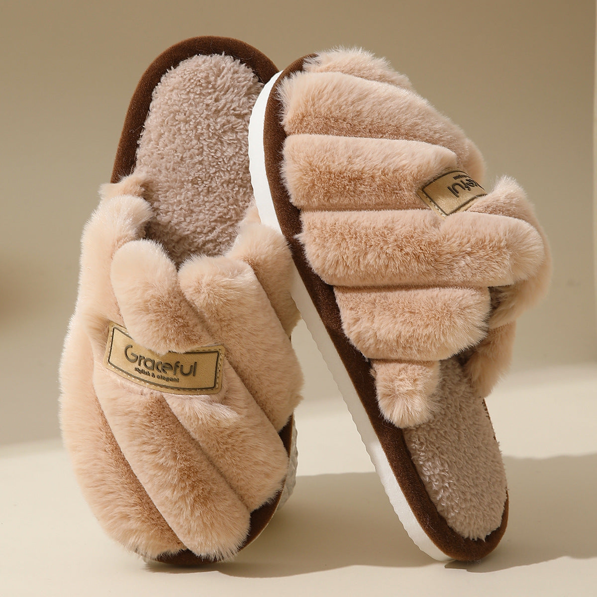 Women's Fur Fall And Winter Outer Wear Non-slip Indoor Platform Home Cotton Slippers