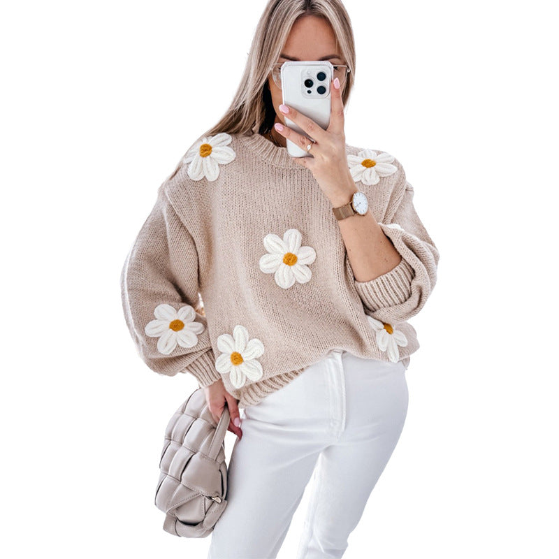 Women's Knitted Round Neck Pullover Sweater