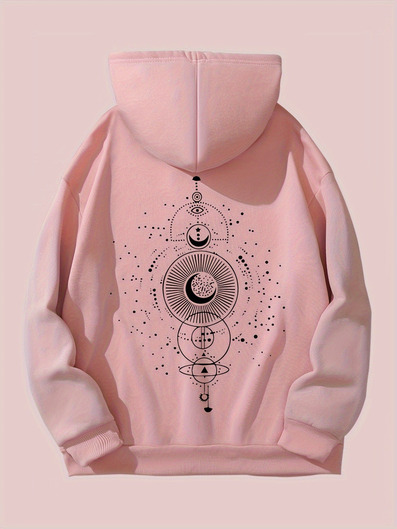 Moon Print Casual Hooded Sweatshirt